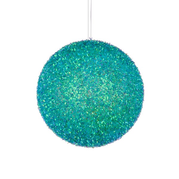 6"DIA IRIDESCENT V CUT FOIL GLITTER BALL - SEAFOAM - XJ5615NX
