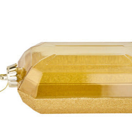 7"L X 4"W GLITTER RECTANGLE GEM ORNAMENT - GOLD - XJ563408