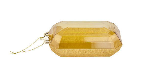 7"L X 4"W GLITTER RECTANGLE GEM ORNAMENT - GOLD - XJ563408