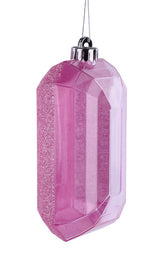 7"L X 4"W GLITTER RECTANGLE GEM ORNAMENT - PINK - XJ563422