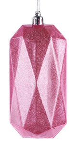 5.5"L X 2.5"W CUBIC RECTANGLE GEM ORNAMENT - PINK - XJ716222