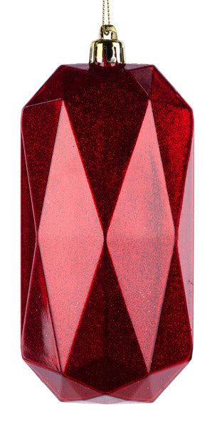 5.5"L X 2.5" CUBIC RECTANGLE GEM ORNAMENT - RED - XJ716224