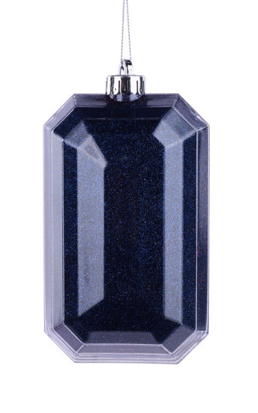7"L X 4"W GLITTER RECTANGLE GEM ORNAMENT - NAVY BLUE - XJ716619