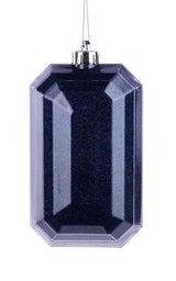 7"L X 4"W GLITTER RECTANGLE GEM ORNAMENT - NAVY BLUE - XJ716619