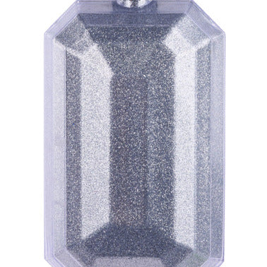 7"L X 4"W GLITTER RECTANGLE GEM ORNAMENT - SILVER - XJ716626