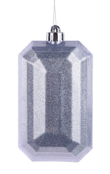 7"L X 4"W GLITTER RECTANGLE GEM ORNAMENT - SILVER - XJ716626