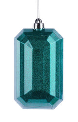7"L X 4"W GLITTER RECTANGLE GEM ORNAMENT - TURQUOISE - XJ7166EK