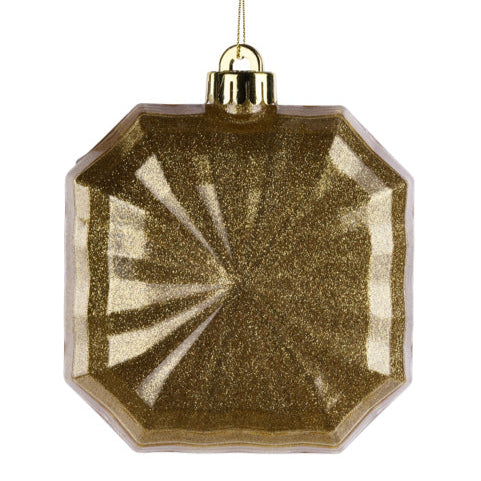 4.75"SQ GLITTER OCTAGON ORNAMENT - GOLD - XJ716908