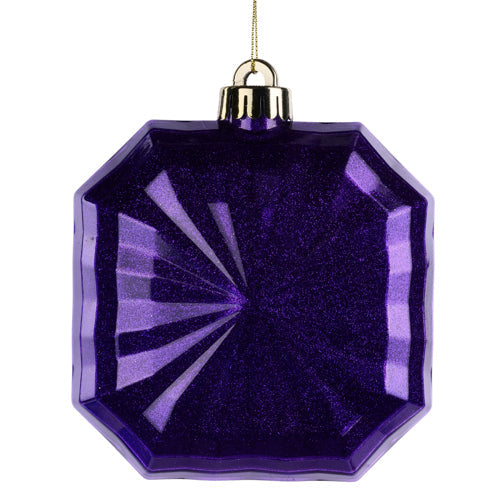 4.75"SQ GLITTER OCTAGON ORNAMENT - PURPLE - XJ716923