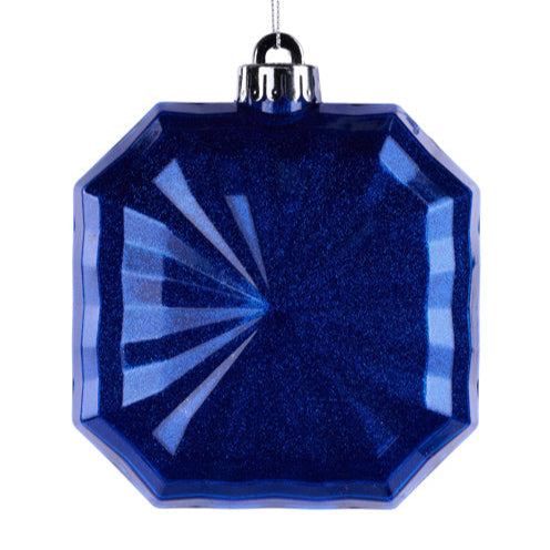 4.75"SQ GLITTER OCTAGON ORNAMENT - ROYAL BLUE - XJ716925