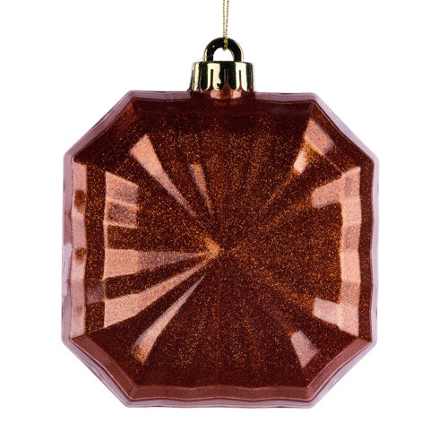 4.75"SQ GLITTER OCTAGON ORNAMENT - COPPER - XJ716948
