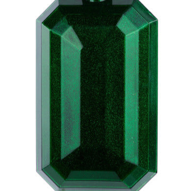 7"L X 4"W GLITTER RECTANGLE GEM ORNAMENT - EMERALD GREEN - XJ717006