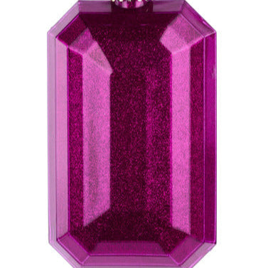 7"L X 4"W GLITTER RECTANGLE GEM ORNAMENT - FUCHSIA - XJ717007