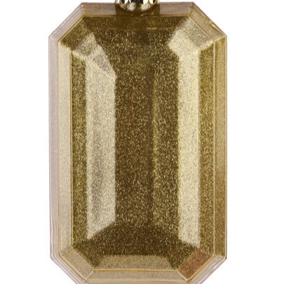 7"L X 4"W GLITTER RECTANGLE GEM ORNAMENT - GOLD - XJ717008