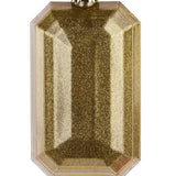 7"L X 4"W GLITTER RECTANGLE GEM ORNAMENT - GOLD - XJ717008