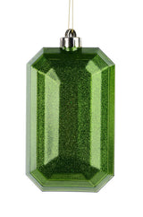 7"L X 4"W GLITTER RECTANGLE GEM ORNAMENT - LIME GREEN - XJ717069