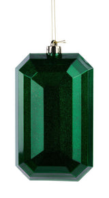8"L X 5"W GLITTER RECTANGLE GEM ORNAMENT - EMERALD GREEN - XJ717206