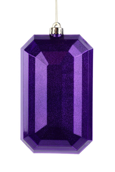8"L X 5"W GLITTER RECTANGLE GEM ORNAMENT - PURPLE - XJ717223