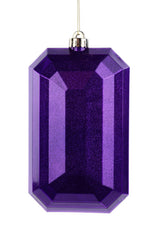 8"L X 5"W GLITTER RECTANGLE GEM ORNAMENT - PURPLE - XJ717223