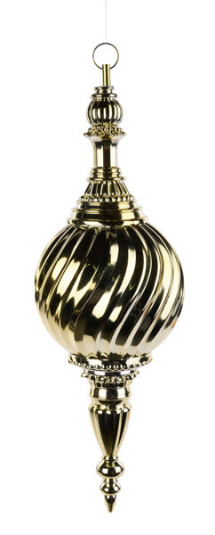 18"HX150MM DIA STRIPE BALL FINIAL ORNAMENT - GOLD - XJ720708