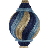 18"HX150MM DIA STRIPE BALL FINIAL ORNAMENT - NAVY BLUE/SMOKE BLUE/GOLD - XJ7208NW