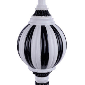 18"HX150MM DIA VERTICAL BALL FINIAL ORNAMENT - BLACK/WHITE - XJ7256TX