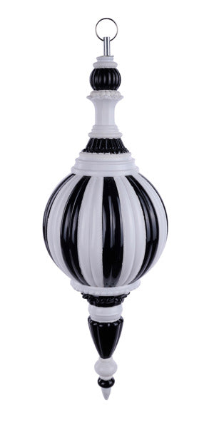 18"HX150MM DIA VERTICAL BALL FINIAL ORNAMENT - BLACK/WHITE - XJ7256TX