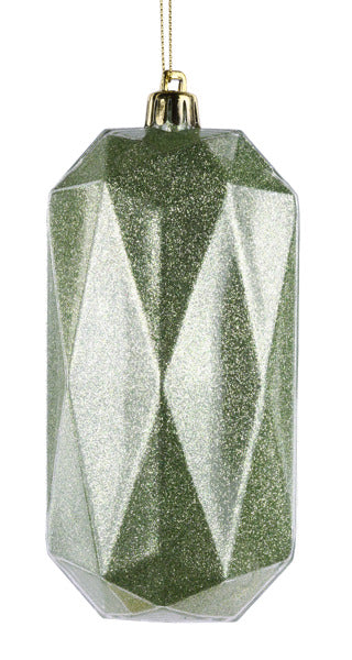 5.5"L X 2.5"W CUBIC RECTANGLE GEM ORNAMENT - SAGE GREEN - XJ7408X8