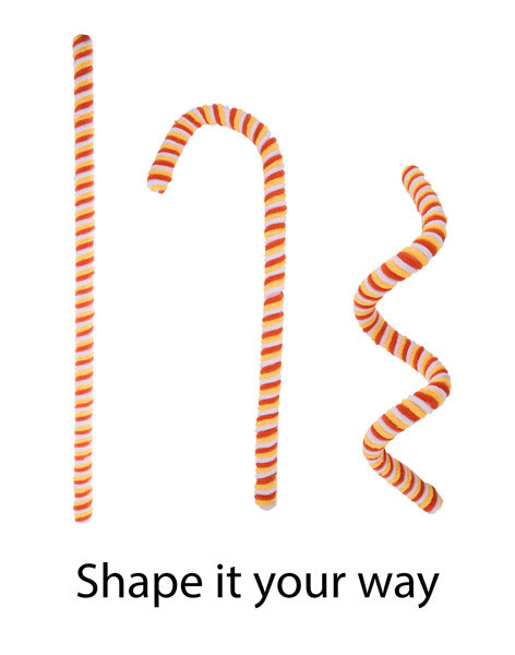 28"L VELVET/FOAM PEPPERMINT STICK, WIRED - YELLOW/ORANGE/WHITE - XP3842J7