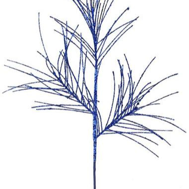 31"L GLITTERED PINE SPRAY - ROYAL BLUE - XS104825