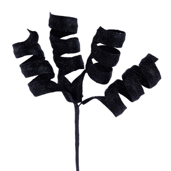 11"L GLITTER CURL PICK - BLACK - XS149102