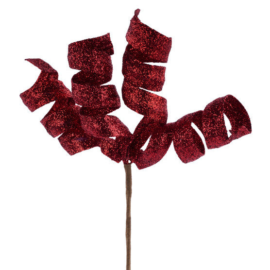 11"L GLITTER CURL PICK - RED - XS149124