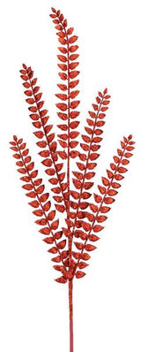37"L GLITTERED FERN SPRAY - RED - XS205724