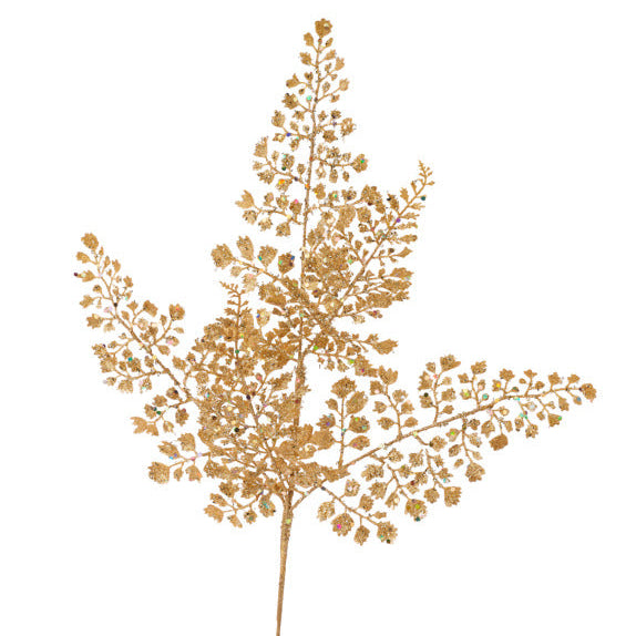 18"L GLITTER MAIDENHAIR FERN SPRAY - GOLD - XS2142