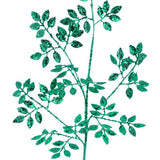 28"L GLITTER LEAF SPRAY - EMERALD GREEN - XS226806