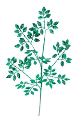28"L GLITTER LEAF SPRAY - EMERALD GREEN - XS226806