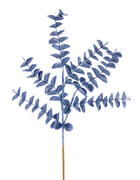 17"L GLITTER EVA EUCALYPTUS PICK - SMOKE BLUE - XS235176
