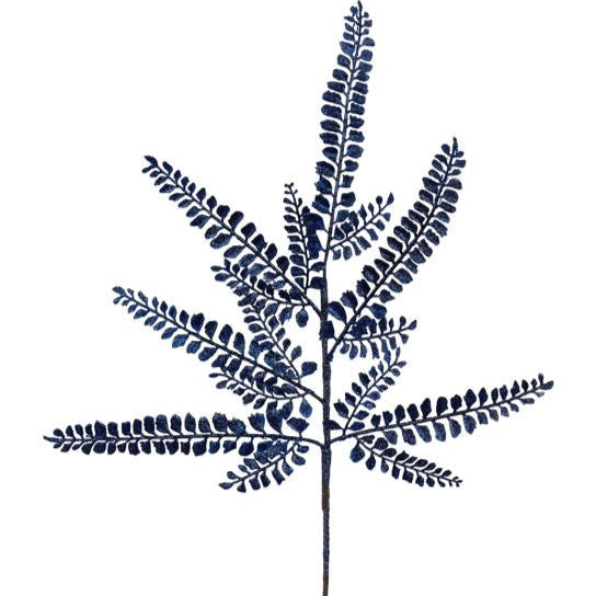 16"L GLITTER FERN SPRAY X6 - NAVY BLUE - XS236319