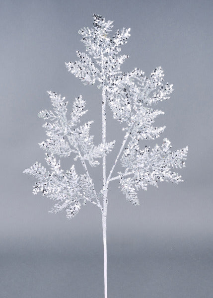 28"L GLITTER/HEX GLITTER CEDAR SPRAY - SILVER - XS241526