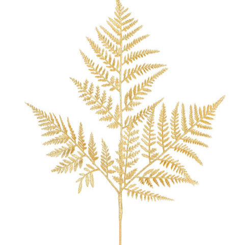 18.5"L GLITTER FERN LEAF SPRAY - GOLD - XS244108