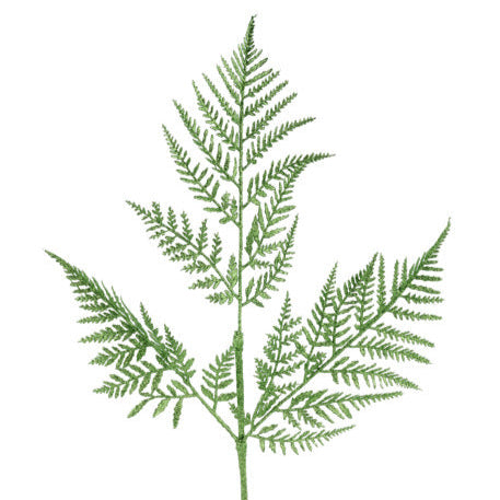 18.5"L GLITTER FERN LEAF SPRAY - LIME GREEN - XS244175