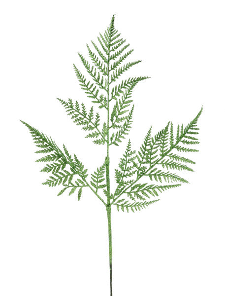 18.5"L GLITTER FERN LEAF SPRAY - LIME GREEN - XS244175