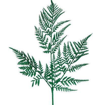 18.5"L GLITTER FERN LEAF SPRAY - LASER EMERALD GREEN - XS244206