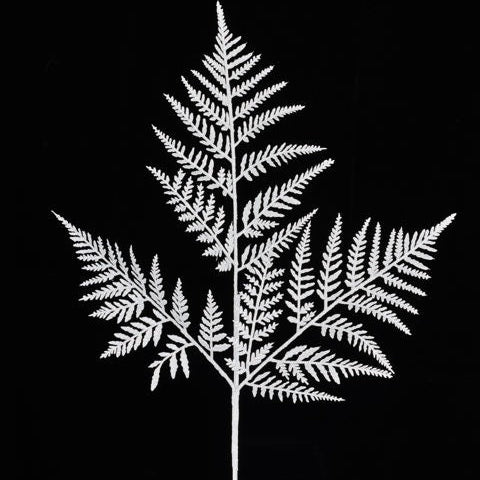 18.5"L GLITTER FERN LEAF SPRAY - LASER SILVER - XS244226