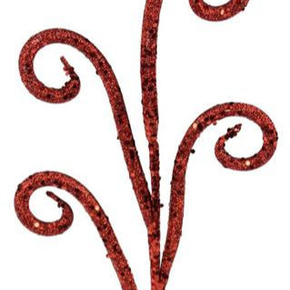 21"L CURLY GLITTER TUBING SPRAY - RED - XS604624