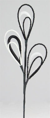 18"L GLITTER BEADED LOOP/TUBING SPRAY - BLACK/WHITE - XS9731NE