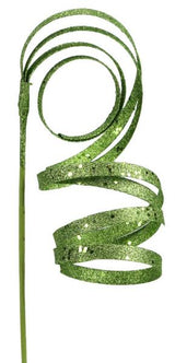 23.5"L CURLY GLITTER RIBBON PICK - LIME GREEN - XS982237