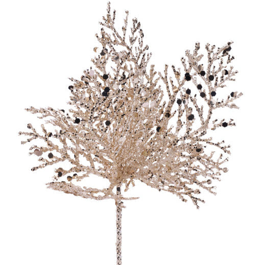 9"L GLITTER ARBORVITAE PICK - CHAMPAGNE - XX971249