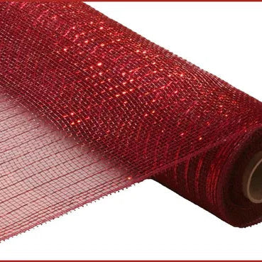 21"X10YD METALLIC MESH - BURGUNDY W/RED FOIL - RE100161