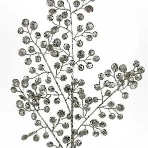 33"L GLITTER ROUND LEAF SPRAY - CHAMPAGNE - XS226758